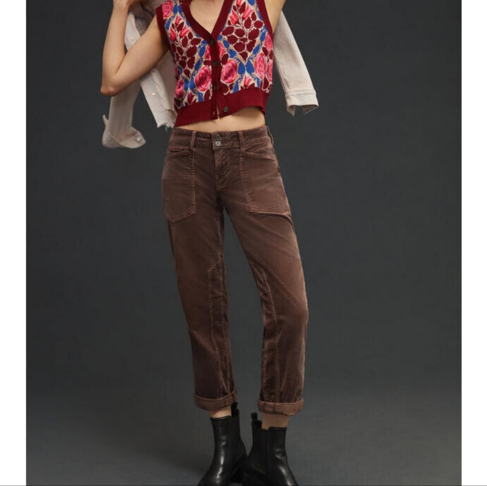 Anthropologie Brown Corduroy Casual Crop Pants